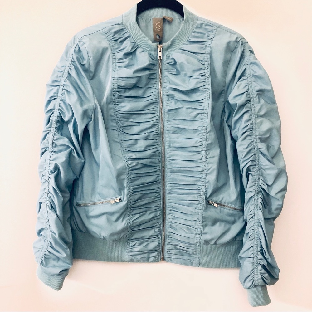 Solo Moda Ruched Bomber Jacket - Picture 5 of 8
